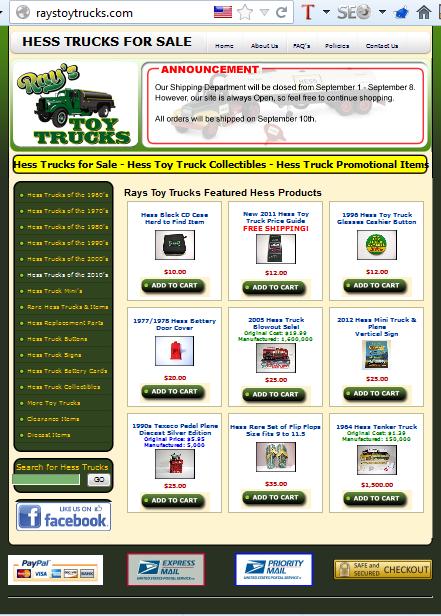 hess trucks websites